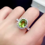 S925 18K Dual-Tone Gold Ring Setting T-Baguette Halo for 8x10mm Oval Topaz/Peridot