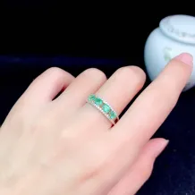 S925 18K Dual-Tone Gold Stacking Ring Setting - 3x4mm Oval Ruby/Sapphire/Emerald 4-Stone