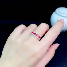 S925 18K Dual-Tone Gold Stacking Ring Setting - 3x4mm Oval Ruby/Sapphire/Emerald 4-Stone