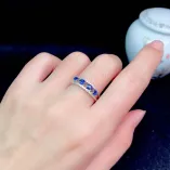 S925 18K Dual-Tone Gold Stacking Ring Setting - 3x4mm Oval Ruby/Sapphire/Emerald 4-Stone
