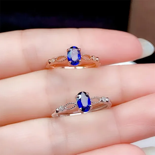 S925 18K Gold Plated Adjustable Ring Setting 4x6mm Oval Ruby/Sapphire/Emerald