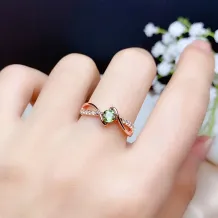 18K Gold-Plated Bezel/Tension Ring Setting For 4mm Round Faceted Tourmaline/Moissanite 925 Silver