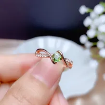 18K Gold-Plated Bezel/Tension Ring Setting For 4mm Round Faceted Tourmaline/Moissanite 925 Silver