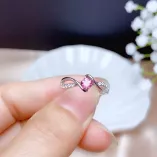 18K Gold-Plated Bezel/Tension Ring Setting For 4mm Round Faceted Tourmaline/Moissanite 925 Silver