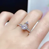 S925 18K Gold Plated Crown Ring Setting - 0.5ct(5mm)/1ct(6.5mm) Round Diamond Mount