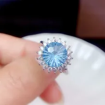 S925 18K Gold Plated Diana Ring - 8x8mm Firework Cut Topaz, Luxury Jewelry