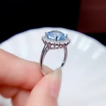 S925 18K Gold Plated Diana Ring - 8x8mm Firework Cut Topaz, Luxury Jewelry