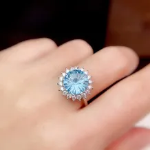 S925 18K Gold Plated Diana Ring - 8x8mm Firework Cut Topaz, Luxury Jewelry