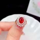 S925 18K Gold Plated Diana Ring Setting 6x8mm Oval Ruby/Sapphire, Luxury Bridal