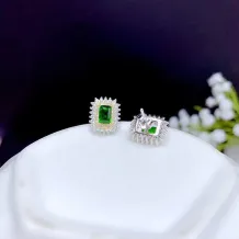 S925 18K Gold Plated Jewelry Set Ring/Pendant/Earring Settings for 4x6/5x7mm Square Gemstones