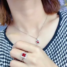 S925 18K Gold Plated Jewelry Set T-Baguette Setting for 5x7mm Square Gemstones