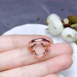 S925 18K Gold-Plated Luxury Ring Setting for 11x15mm Oval Jade/Gemstones
