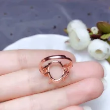 S925 18K Gold-Plated Luxury Ring Setting for 11x15mm Oval Jade/Gemstones