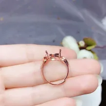 S925 18K Gold-Plated Luxury Ring Setting for 11x15mm Oval Jade/Gemstones