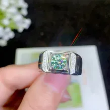 S925 18K Gold-Plated Mens Ring Setting for 6.5mm (1ct) Round Moissanite DIY