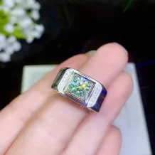 S925 18K Gold-Plated Mens Ring Setting for 6.5mm (1ct) Round Moissanite DIY