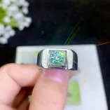 S925 18K Gold-Plated Mens Ring Setting for 6.5mm (1ct) Round Moissanite DIY