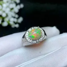 S925 18K Gold-Plated Men's Ring Setting for 9x11mm Oval Cabochon Jade &amp; Colored Gemstones