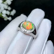 S925 18K Gold-Plated Men's Ring Setting for 9x11mm Oval Cabochon Jade &amp; Colored Gemstones