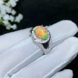 S925 18K Gold-Plated Men's Ring Setting for 9x11mm Oval Cabochon Jade & Colored Gemstones