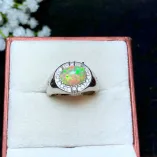 S925 18K Gold-Plated Men's Ring Setting for 9x11mm Oval Cabochon Jade & Colored Gemstones