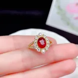 S925 18K Gold Plated Open Ring Setting - Bezel Set 6x8mm Oval Ruby/Sapphire/Emerald