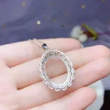 S925 18K Gold-Plated Pendant & Ring Set for 15x20mm Oval Jade/Crystal