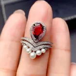 S925 18K Gold Plated Ring Setting 2-in-1 Convertible 6x9mm Pear Ruby/Sapphire/Emerald