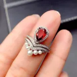 S925 18K Gold Plated Ring Setting 2-in-1 Convertible 6x9mm Pear Ruby/Sapphire/Emerald