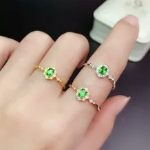 S925 18K Gold Plated Ring Setting Korean Style 3x4mm Oval Ruby/Sapphire/Emerald