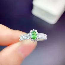 S925 18K Gold Plated Ring Setting T-Baguette Halo for 3x5mm Oval Ruby/Sapphire/Emerald