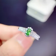 S925 18K Gold Plated Ring Setting T-Baguette Halo for 3x5mm Oval Ruby/Sapphire/Emerald