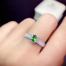 S925 18K Gold Plated Ring Setting T-Baguette Halo for 3x5mm Oval Ruby/Sapphire/Emerald