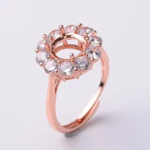 S925 18K Gold-Plated Sunflower Ring Settings For 5mm to 9mm Round Moissanite