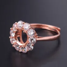 S925 18K Gold-Plated Sunflower Ring Settings For 5mm to 9mm Round Moissanite