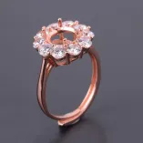 S925 18K Gold-Plated Sunflower Ring Settings For 5mm to 9mm Round Moissanite