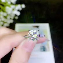 S925 18K Gold-Plated T-Style Ring Settings for 6.5 8 9mm Round Moissanite