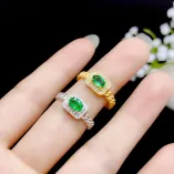 S925 Antique Gold Plated Ring Setting for 4x6/5x7mm Oval Emerald/Ruby/Sapphire