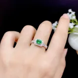 S925 Antique Gold Plated Ring Setting for 4x6/5x7mm Oval Emerald/Ruby/Sapphire