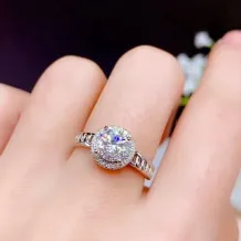 925 Sterling Silver Plated With 18k Gold Classic Solitaire Ring Setting For 6.5mm (1ct) Round Moissanite