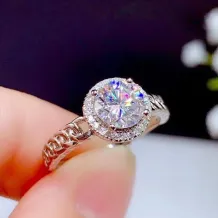 925 Sterling Silver Plated With 18k Gold Classic Solitaire Ring Setting For 6.5mm (1ct) Round Moissanite