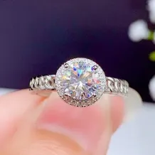 925 Sterling Silver Plated With 18k Gold Classic Solitaire Ring Setting For 6.5mm (1ct) Round Moissanite