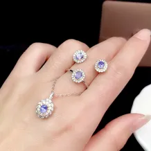 S925 Dual-Tone Gold Jewelry Set - Ring/Pendant/Earring Settings for 4x5mm Oval Ruby/Sapphire/Emerald