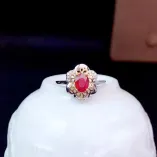 S925 Dual-Tone Gold Jewelry Set - Ring & Pendant for 5x7mm Oval Ruby/Sapphire