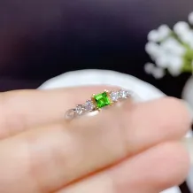 S925 Dual-Tone Gold Ring Setting - 3x3/4x4/5x5mm Square Ruby/Sapphire Mounting