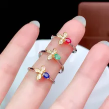 S925 Dual-Tone Gold Ring Setting 3x4mm Oval Ruby/Sapphire/Emerald, Fairycore DIY