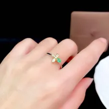 S925 Dual-Tone Gold Ring Setting 3x4mm Oval Ruby/Sapphire/Emerald, Fairycore DIY