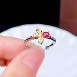 S925 Dual-Tone Gold Ring Setting 3x4mm Oval Ruby/Sapphire/Emerald, Fairycore DIY