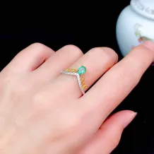 S925 Dual-Tone Gold Ring Setting 4x5mm Oval Ruby/Sapphire/Emerald, Fairycore Style