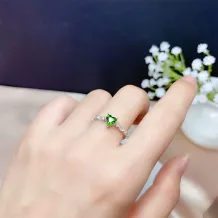 S925 Dual-Tone Gold Ring Setting - 5x5mm Heart-Shaped Gemstone Mounting